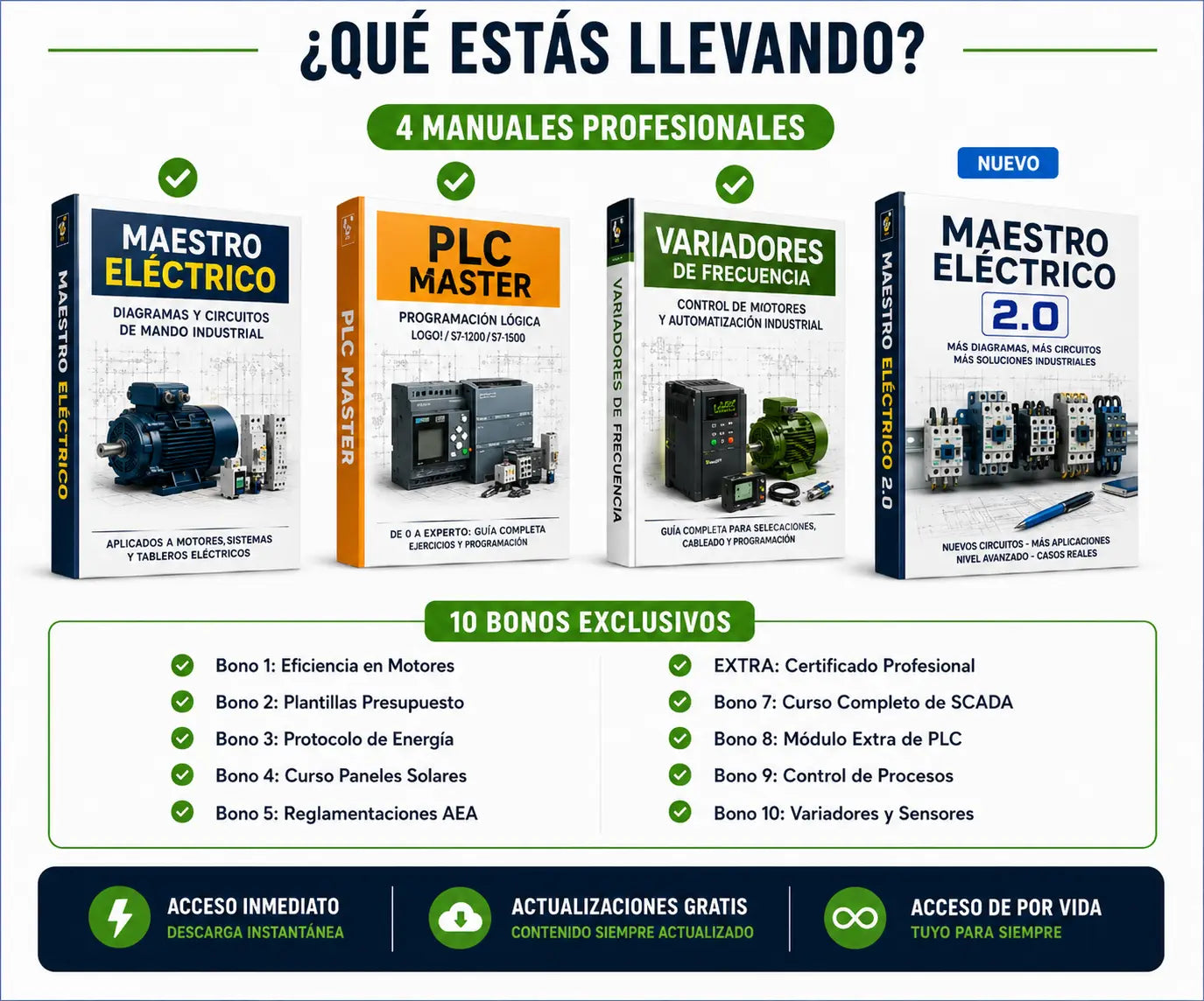 COMBO INDUSTRIAL COMPLETO | Maestro Eléctrico 2.0 + PLC Master + Variadores -  eBook